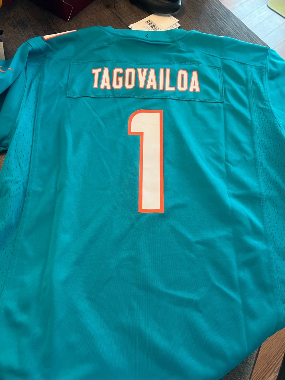 miami Teal Dolphins #1 Football Jersey with Orange Trim